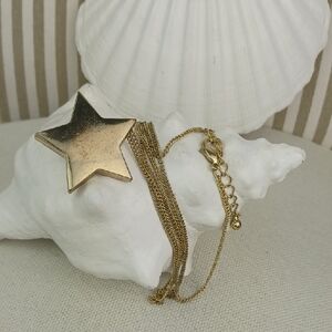 ❤️Bundle Only❤️ Gold Tone 3D Sliding Star Pendant Chain Necklace